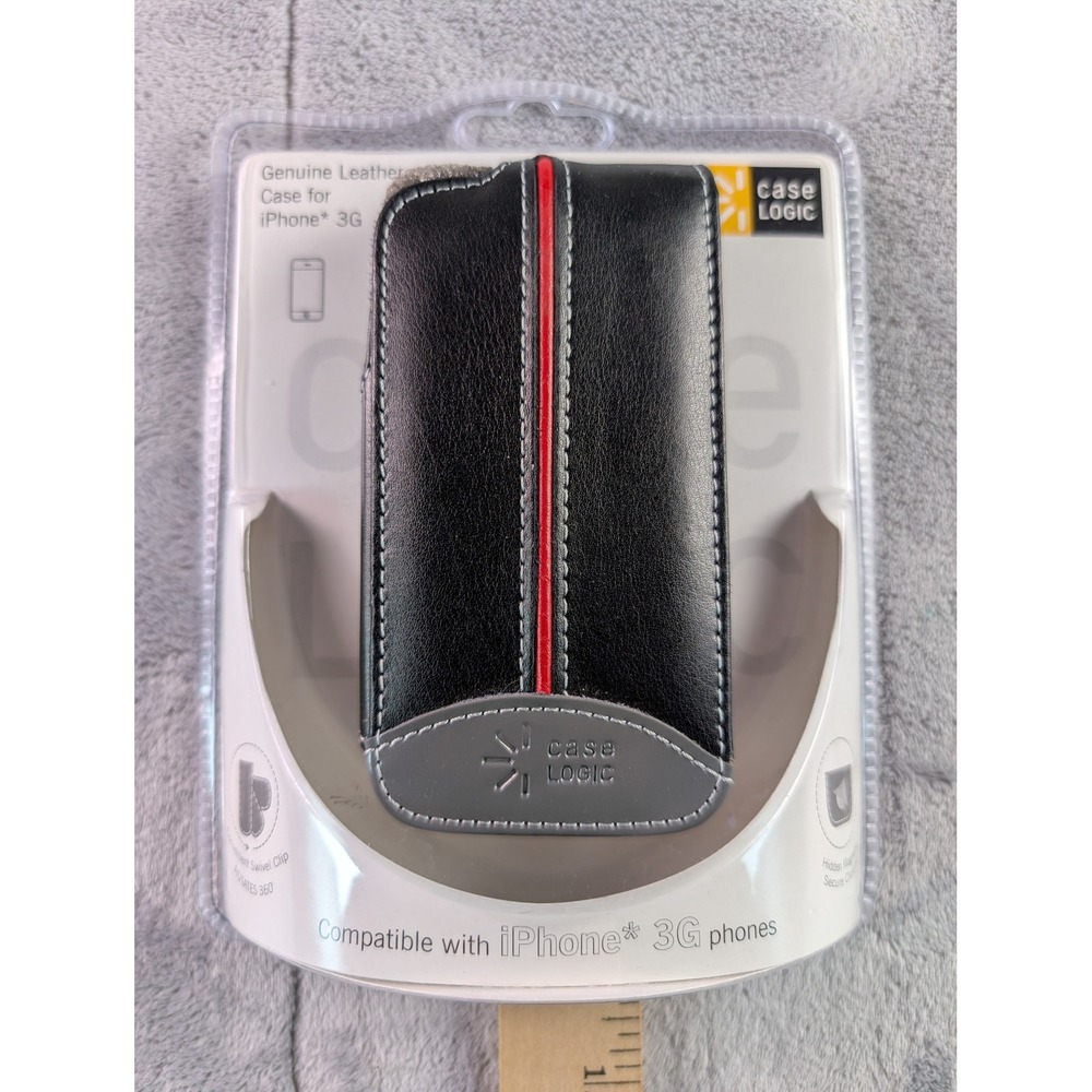 Case Logic iPhone 3G Genuine Leather Pouch Swivel Belt Clip Black Red CLPIPH138V